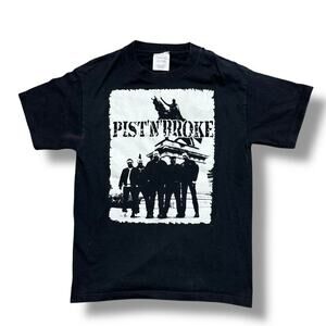 Vintage y2k Pist N’ Broke Punk Band T-Shirt Black Graphic Tee Oi! Detroit Sz S